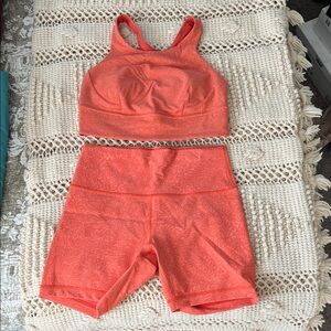 Lululemon coral Bra and Shorts Set size 8 gently used